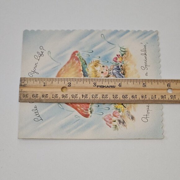 VTG Get Well Greeting Card Boy Mushroom Rain Animal Scalloped Edges Harry Doehla - Picture 3 of 7